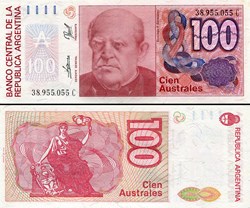 ARGENTINE - PICK 327 c - 100 AUSTRALES - 1989