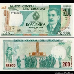 URUGUAY - PICK 066 - 200 NUEVOS PESOS - 1986