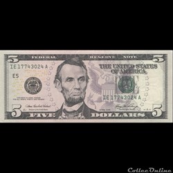 5$ Federal Reserve Notes - Small Size 2006 Series