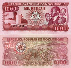 MOZAMBIQUE - PICK 132c - 1000 METICAIS - 1989