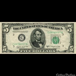 5$ Federal Reserve Notes - Small Size 1950C Series