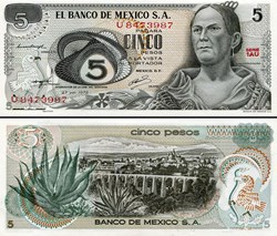 MEXIQUE - PICK 062- Série 1AU - 5 PESOS - 1972