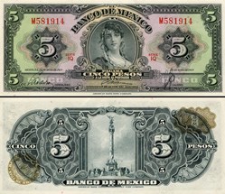MEXIQUE - PICK 060e - 5 PESOS - 1959