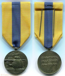 Médaille Commémorative des Combattants de la Somme