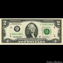 F- Atlanta District - 2$ Federal Reserve Notes - Small Size 2003A Series