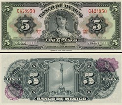 MEXIQUE - PICK 060h1 - 5 PESOS - 1963