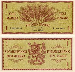 FINLANDE - PICK 98 a 31 - 1 MARKAA - 1963