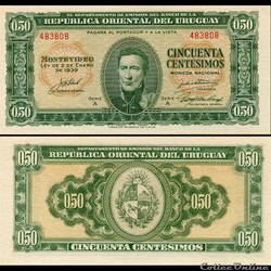 URUGUAY - PICK 034 - 50 PESOS - 1939