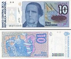 ARGENTINE - PICK 325 b - 10 AUSTRALES - 1987