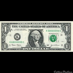 K- 1$ Federal Reserve Notes - Small Size 2003 Series