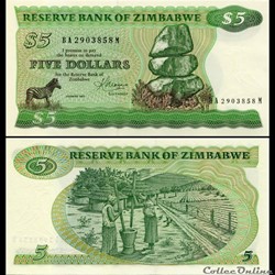 ZIMBABWE - PICK 002c - 5 Dollars - 1983