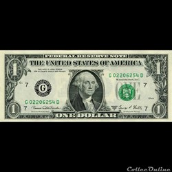 G- 1$ Federal Reserve Notes - Small Size 1969D Series
