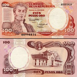 COLOMBIE - PICK 426 d - 100 PESOS DE ORO COLOMBIEN - 1989