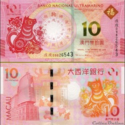 MACAO - PICK 88 Ca - 10 PATACAS - 2018