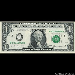 B- 1$ Federal Reserve Notes - Small Size 2009 Series