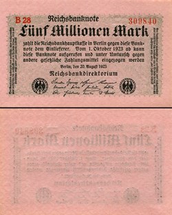ALLEMAGNE - PICK 105-4 - 5 000 000 MARK - 1923