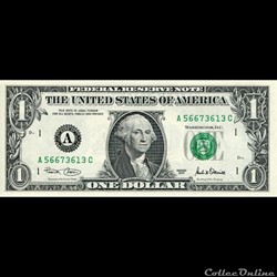 A- 1$ Federal Reserve Notes - Small Size 2001 Series
