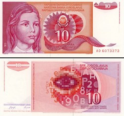 YOUGOSLAVIE - PICK 103a - 10 DINARA - 1990