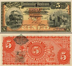 MEXIQUE - PICK 0001-S465 - 5 PESOS - 1914