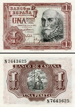 ESPAGNE - PICK 144 a - 1 PESETA - 1953