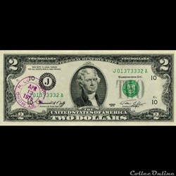 J- Kansas-City District - 2$ Federal Reserve Notes - Small Size 1976 Series
