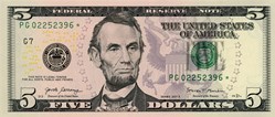 5$ Federal Reserve Notes - Small Size 2017ASeries