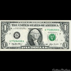 G- 1$ Federal Reserve Notes - Small Size 1993 Series