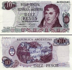 ARGENTINE - PICK 295 a 1 - 10 PESOS  - 1973