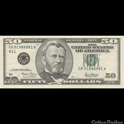 50$ Federal Reserve Notes - Small Size 2001 Series