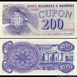 MOLDAVIE - PICK 002 - 200 CUPON - 1992