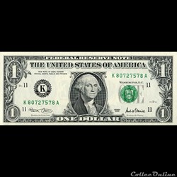 K- 1$ Federal Reserve Notes - Small Size 2001 Series