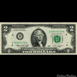D- Cleveland District - 2$ Federal Reserve Notes - Small Size 1976 Series