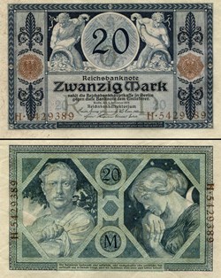 ALLEMAGNE - PICK 063 - 20 MARK - 1918