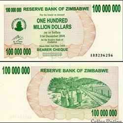 ZIMBABWE - PICK 058a - 100 000 000 Dollars - 2008
