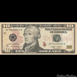10$ Federal Reserve Notes - Small Size 2009 Series