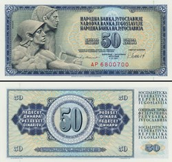 YOUGOSLAVIE - PICK 089b - 50 DINARA - 1981