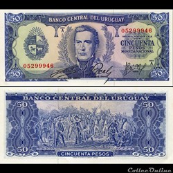 URUGUAY - PICK 046 a4 - 50 PESOS - 1967