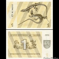 LITUANIE - PICK 32 b - 1 TALONAS - 1991