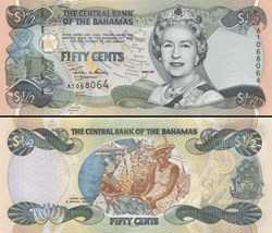 BAHAMAS - PICK 68  - 1/2 Dollar - 2001