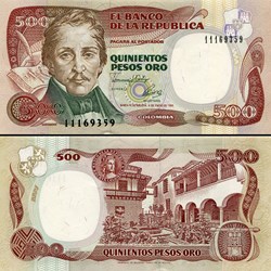 COLOMBIE - PICK 431 Aa2 - 500 PESOS DE ORO COLOMBIEN - 1993