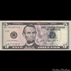 5$ Federal Reserve Notes - Small Size 2013Series