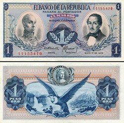 COLOMBIE - PICK 404 e 1 - 1 PESO DE ORO COLOMBIEN - 1970