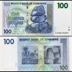 ZIMBABWE - PICK 069a - 100 Dollars - 2007