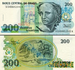 BRÉSIL - PICK 229 - 200 CRUZEIROS - 1990