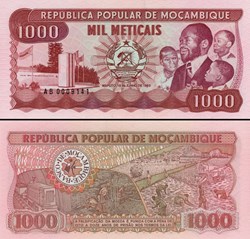 MOZAMBIQUE - PICK 132a - 1000 METICAIS - 1983