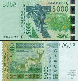B.C.E.A.O - FRANCS CFA - BURKINA FASO - LETTRE C - 5000 FRANCS - PICK 317 C m