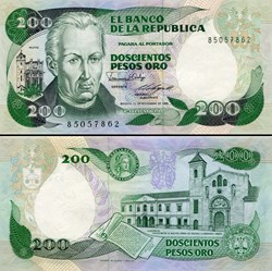COLOMBIE - PICK 429 c - 200 PESOS DE ORO COLOMBIEN - 1985