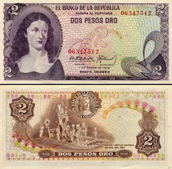 COLOMBIE - PICK 413 a 1 - 2 PESOS DE ORO COLOMBIEN - 1972