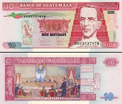 GUATEMALA - PICK 111a - 10 QUETZALES GUATÉMALTÈQUES