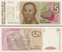 ARGENTINE - PICK 324 a - 5 AUSTRALES - 1986